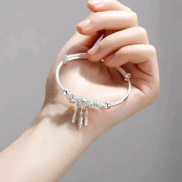 Teresa Adjustable Silver-Tone Three-Leaf Medallion Bracelet — image 2