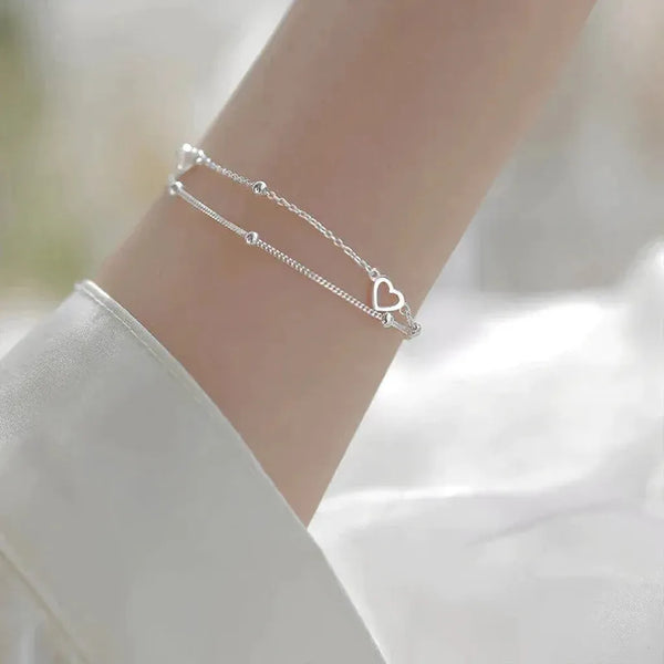 Fern Adjustable Heart Bracelet | Silver-Tone — image 4