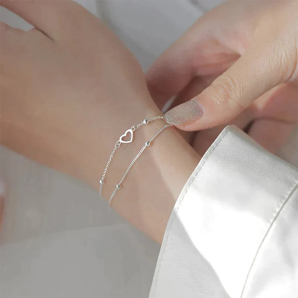 Fern Adjustable Heart Bracelet | Silver-Tone