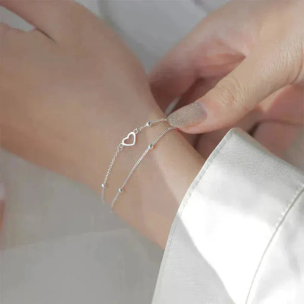 Nell Adjustable Silver-Tone Heart Bracelet