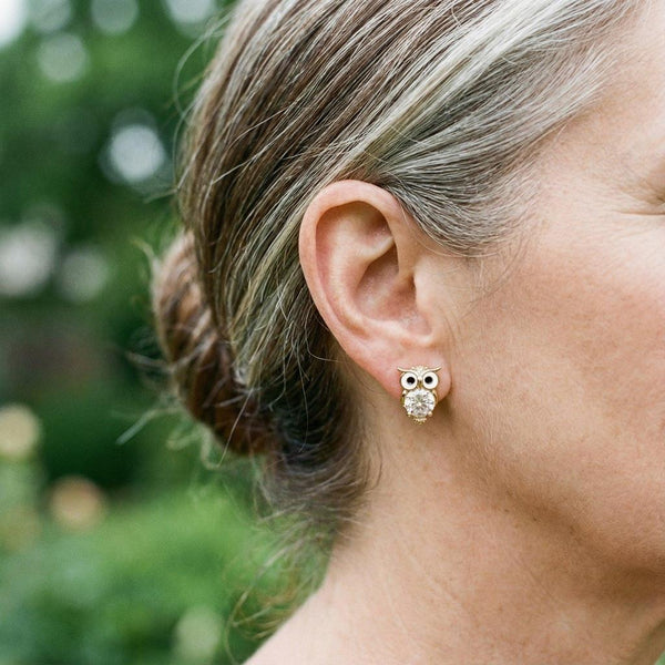 Veronica Vintage-Style Owl Sparkle Earrings - image 2
