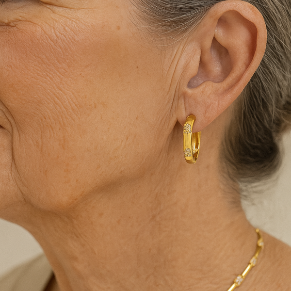 Thea Vintage-Style Wheel Earrings with Gold-Tone Flower — image 2
