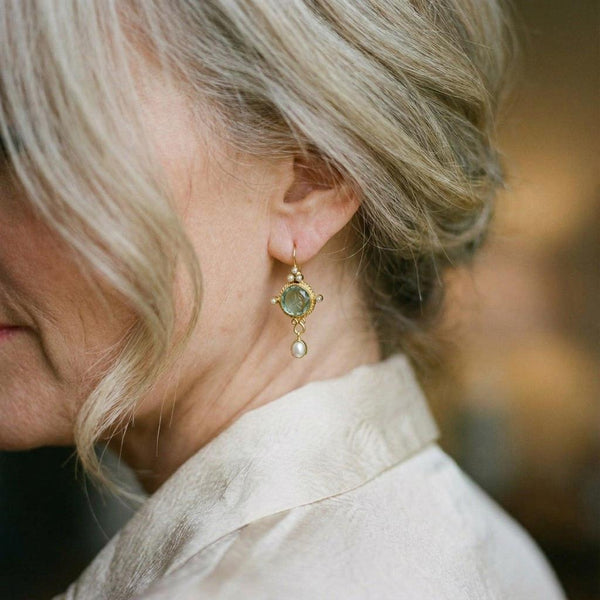 Alma Vintage-Style Earrings with Blue and Pearl-Look - image 2