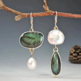 Lucinda Vintage-Style Stone Earrings | Silver-Tone