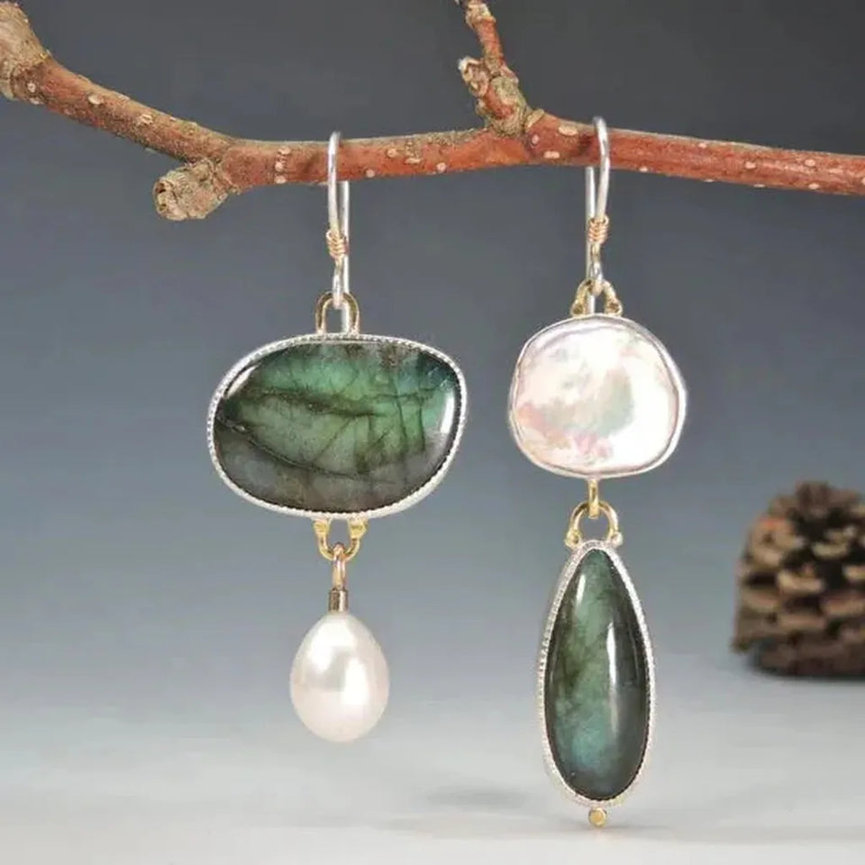 Lucinda Vintage-Style Stone Earrings | Silver-Tone