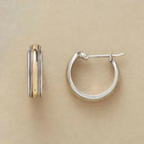 Nadia Vintage-Style Silver-Tone Earrings with Gold-Tone Line