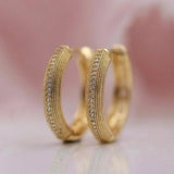 Eliza Vintage-Style Beaded-Edge Hoop Earrings | Gold-Tone