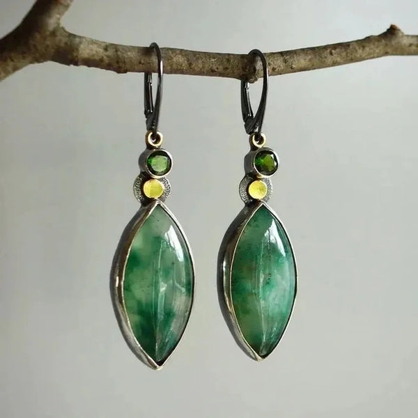 Lucy Vintage-Style Green Stone Earrings - image 3