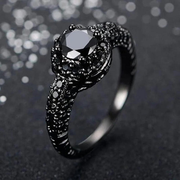 Fiona Vintage-Style Black Stone Ring - image 1