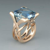 Esme Vintage-Style Rose-Gold-Tone Blue Sparkle Ring