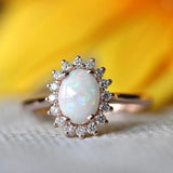Etta Oval Opal-Look Sparkle Ring | Rose-Tone - image 1