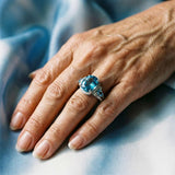 Lorraine Vintage-Style Blue Sparkle Ring | Silver-Tone — image 2