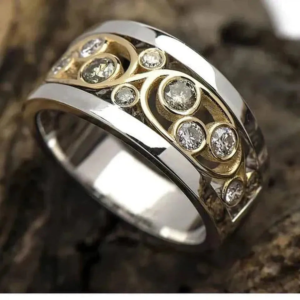 Matilda Vintage-Style Ivy Sparkle Ring | Two-Tone