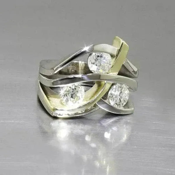 Beryl Vintage-Style Sparkle Ring | Two-Tone