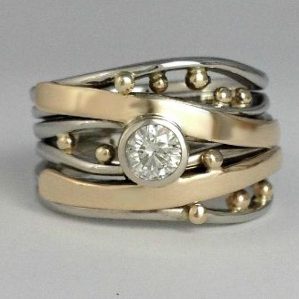 Meredith Vintage-Style Ring with Sparkle and Gold-Tone Details
