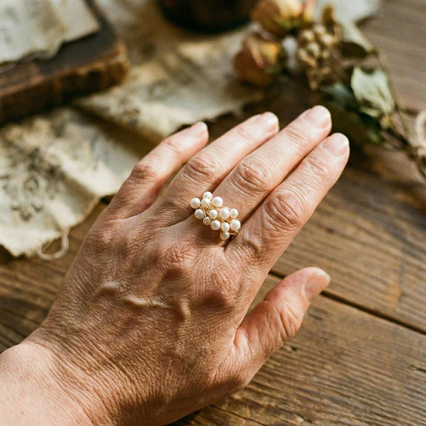 Margaret Vintage-Style Luminous Pearl-Look Ring - image 2