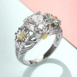 Edna Vintage-Style Yellow Sunflower Ring | Silver-Tone