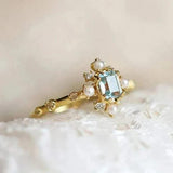Erin Vintage-Style Blue Pearl-Look Ring - image 1