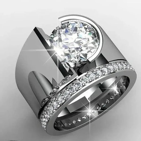 Barbara Vintage-Style Sparkle Ring | Silver-Tone