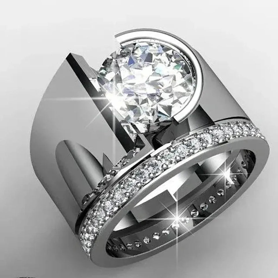 Barbara Vintage-Style Sparkle Ring | Silver-Tone