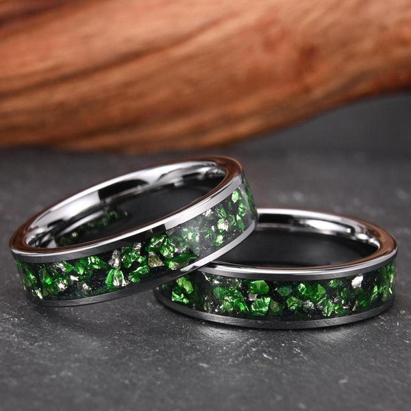 Douglas Green Inlay Band Ring - image 2