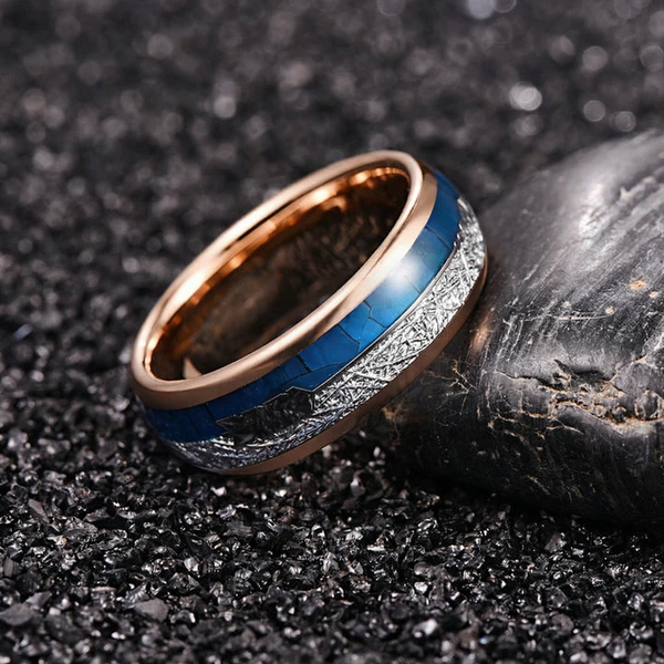 Marcus Blue Inlay Band Ring | Rose-Gold-Tone — image 8