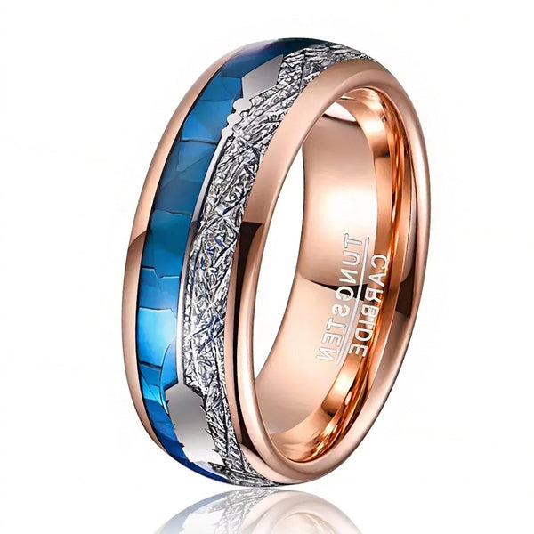 Marcus Blue Inlay Band Ring | Rose-Gold-Tone