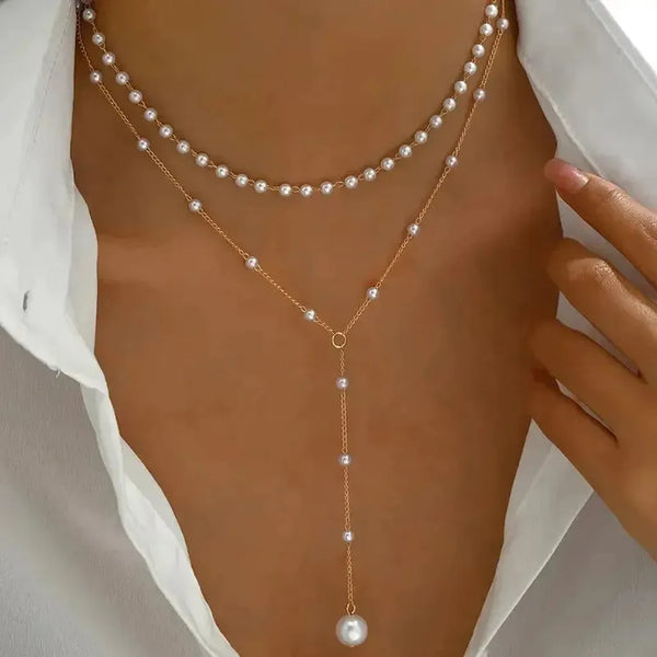 Ivy Double-Strand Pearl-Look Charm Necklace - image 2