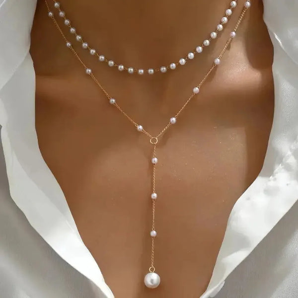 Ivy Double-Strand Pearl-Look Charm Necklace - image 1