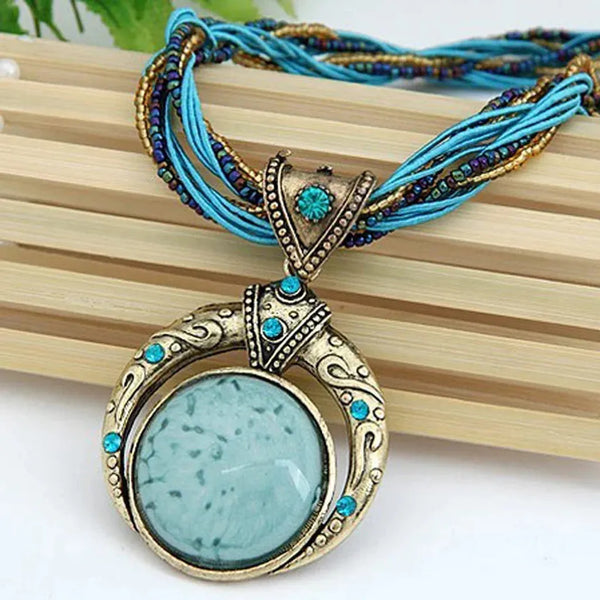 Lucinda Retro Green Accent Pendant Necklace - image 3