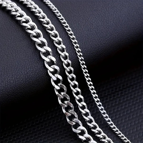 Edmund Men's Minimalist Curb Chain Necklace — Silver-Tone — image 1