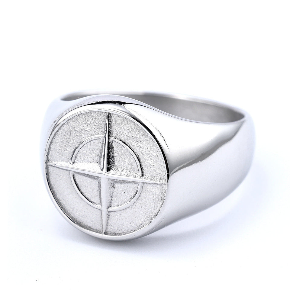Edmund Compass Signet Ring — Silver-Tone — image 1