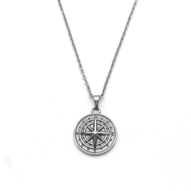 David Compass Pendant Necklace — Silver-Tone — image 1