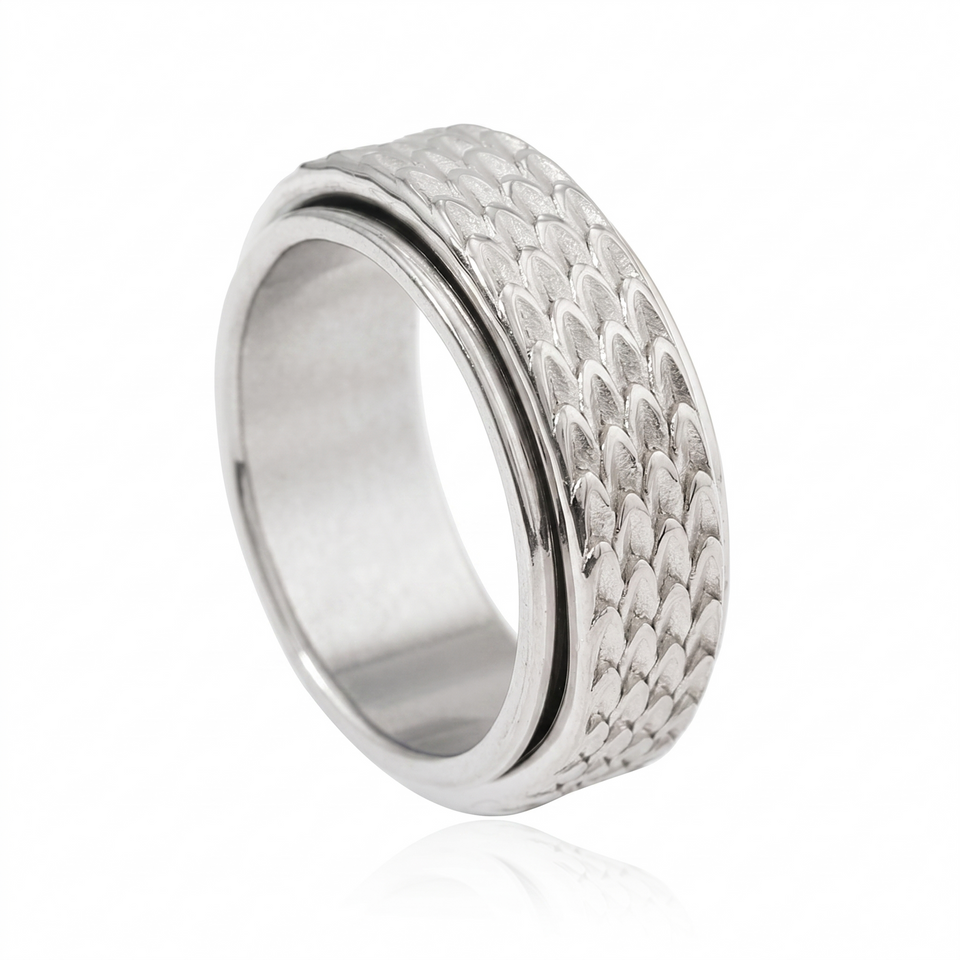 George Scale Pattern Spinner Ring — Silver-Tone — image 1