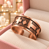 Celia Cross Ring | Copper-Tone close-up detail in the Audrey boutique.