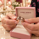Celia Cross Ring | Copper-Tone presented close up in the Audrey boutique.