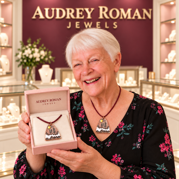 Livia landscape pendant necklace in the Audrey Roman Jewels boutique — owner