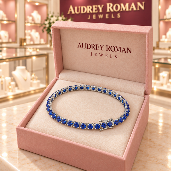 Rosamund Blue Tennis Bracelet | Silver-Tone