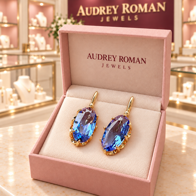 Teresa Blue Blossom Earrings | Gold-Tone