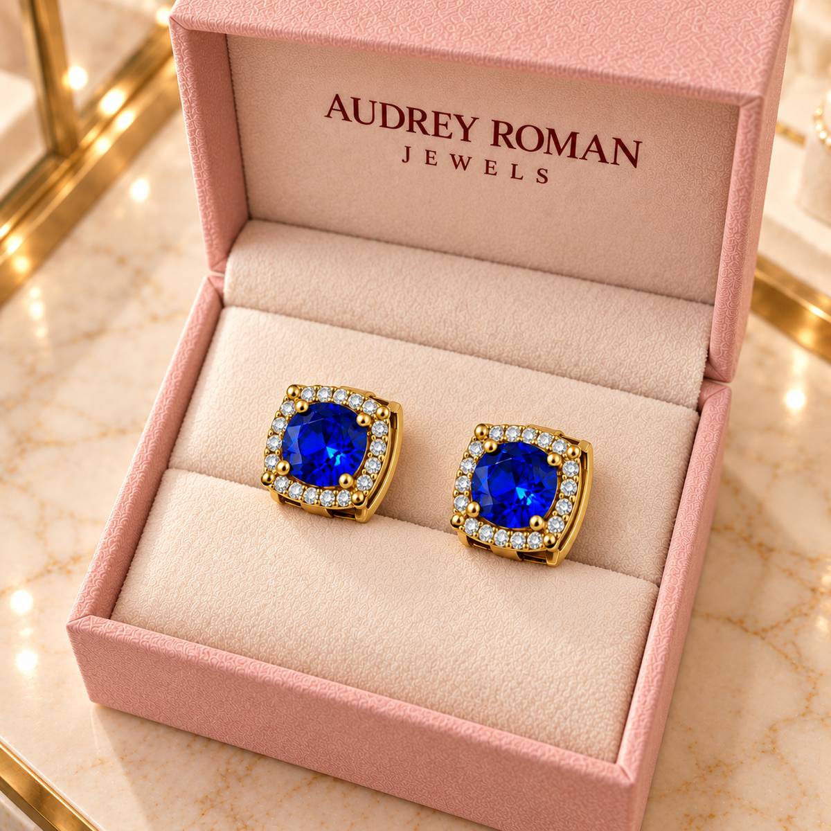 Abigail Blue Earrings in the Audrey Roman Jewels boutique — overhead
