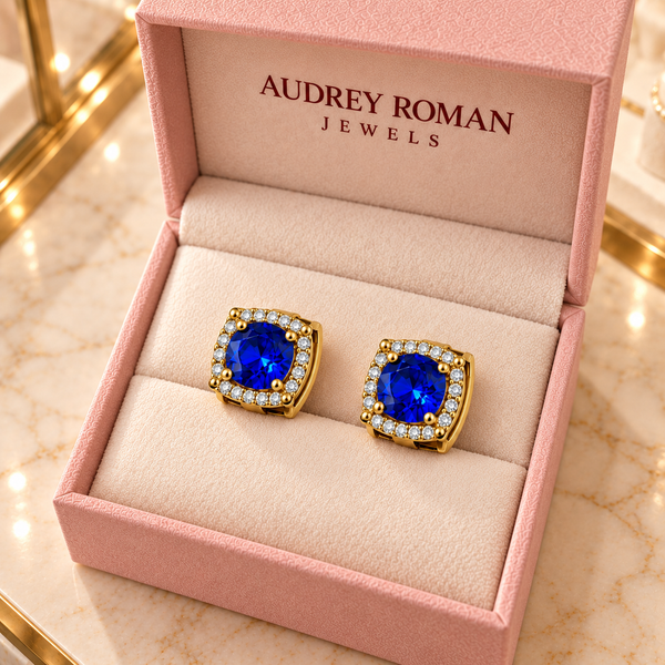 Abigail Blue Earrings in the Audrey Roman Jewels boutique — overhead
