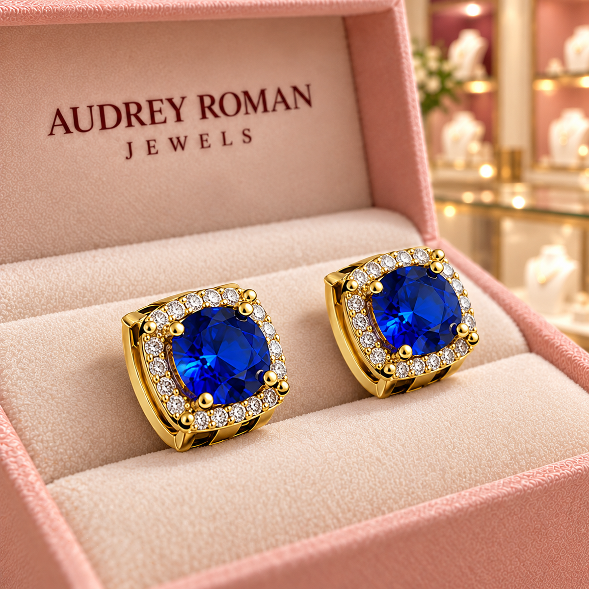 Abigail Blue Earrings in the Audrey Roman Jewels boutique — macro