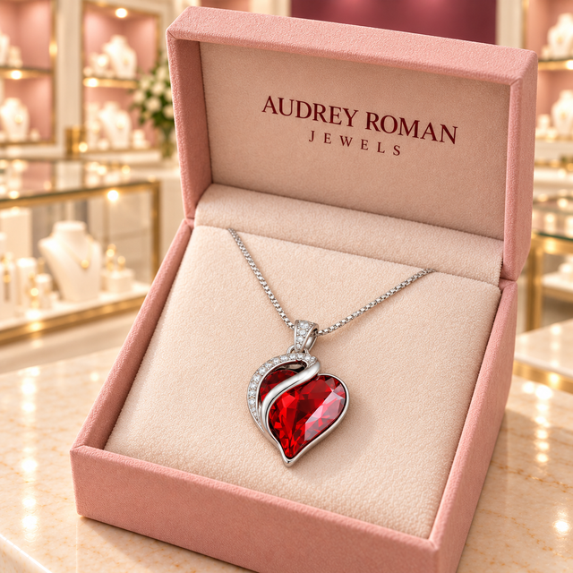Melissa Red Infinity Heart Necklace | Silver-Tone