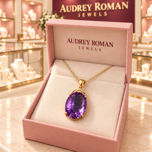 Cecilia Oval Purple Necklace