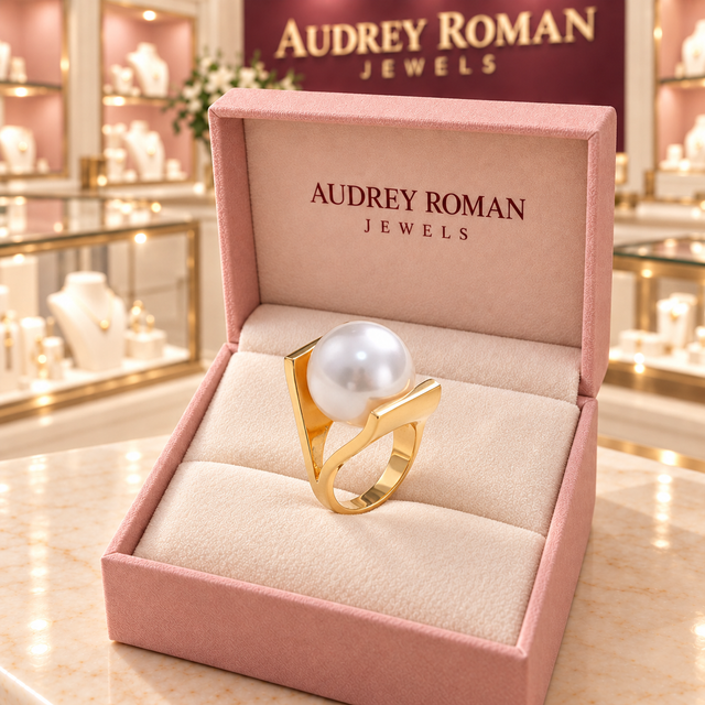 Caroline Retro Pearl-Look Ring | Gold-Tone