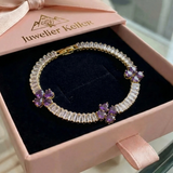 Margot Purple Heart and Clover Bracelet | Gold-Tone