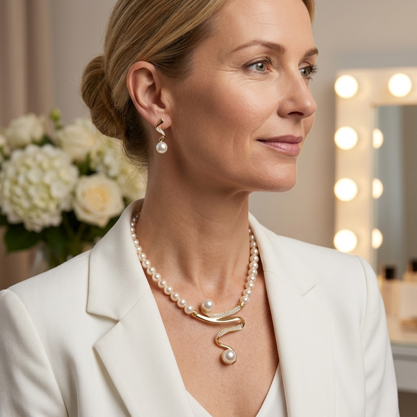 Nicola Pearl-Look Necklace and Earring Set - image 2